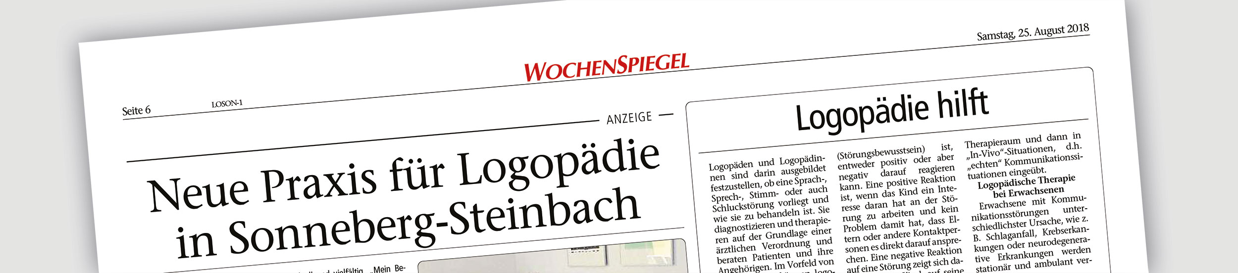 Neue Praxis für Logopädie in Sonneberg Steinbach - Wochenspiegel